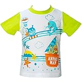 【本体綿100％】【冷感背当】2017年 夏物 アンパンマン 天竺 袖切替 背当て付き Ｔシャツ Anpanman 袖キミドリ◇80cm