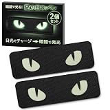 Anopono ワッペン 猫の目 マジックテープ ベルクロ 面ファスナー ウォーキング 散歩 反射 蓄光 発光 2枚セット