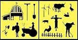 自動Vynamics – 詳細なファーム& Farming Lifeステンシルセット – Includesトラクター、バーン、複数の動物& Farmers 。 – 異なるサイズ利用可能 – ( 2 )