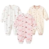[miniGray] 長袖カバーオール ベビー服 3枚セット 綿100% 新生児服 前開きタイプ かわいい 新生児 女の子 赤ちゃん服 ロンパース 出産祝い プレゼント かば図案 0-12ヶ月 59-80cm