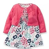 カーターズ Carter's カーディガン 半袖ロンパース ワンピース 2点セット ベビー服 女の子 ピンク×レトロ花 (12months(72-78cm)) [並行輸入品]