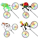 Perfk 庭飾り　自転車風車　カエル形　風景　装飾品　ガーデニング　おもちゃ　４個