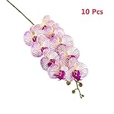 魔法使いハウルと火の悪魔10個31.5 "人工リアルタッチラテックス胡蝶蘭Orchid Stem Bouquets人工花ウェディングパーティーホームガーデン装飾 パープル USA01FL16CA070