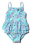 Alove Baby Girl 's Floral One Piece Striped Ruffle Swimsuit カラー: ブルー