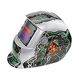 Hanbaili 溶接ヘルメット、レッドskullSolar電源溶接ヘルメット自動暗化フード、ミグTigアーク溶接機マスクブルーイーグルデザイン