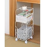 【在庫処分品】　アーネスト(株)　キャスター付新聞・雑誌ラック　ホワイト