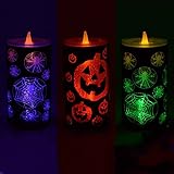 IFLYINGハロウィーンのLEDキャンドル　Halloween　波状ちらつきフレームレスキャンドル　ティーライト　ハロウィーンの柄　電池式　LEDキャンドルライト　3点セット