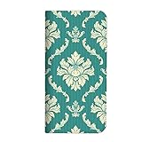 mitas IS03 IS03 ケース 手帳型 ベルトなし ダマスク 花柄 フラワー グリーン (309)NB-0039-GR/IS03