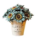 かなり人工の花シルクの花偽の花バスケットとひまわりの青