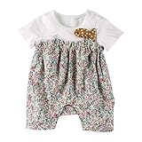 Baby Nest 夏 ベビー服 半袖ロンパース お花柄 女の子 コットン100% カーキ 9-12M