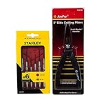 Stanley 66-039 6-Piece Jewelers Precision Screwdriver Set And AmPro T28700/010199715 5" Side Cutting