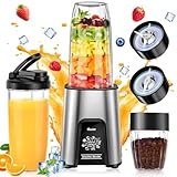 ジューサー ミキサー【1台多役・850W ハイパワー ·790ML大容量】VEWIOR ブレンダー 氷も砕ける スムージー/野菜/果物/ジュース/コーヒーミル/離乳食用/ミルクセーキ 二つボトル 790ml*1+300ml*1大容量 6枚刃25000r/min 高速回転 コンパクト おしゃれ プレゼ