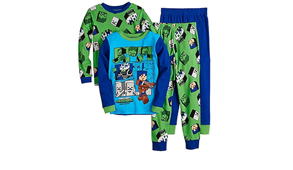 Amazon マインクラフト パジャマ 2着 4点セット 長袖 長ズボン 6 6歳 114 118cm 19 21kg パジャマ 通販