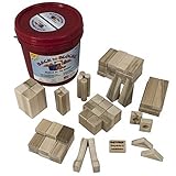 Back To Blocks Basic Builder Wooden Building Block Set | 60 Piece Solid Wood Blocks | 10 Shapes | In