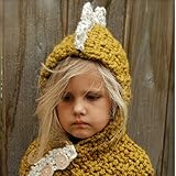 ガールズ帽子　子供用　恐竜デザイン帽子　可愛い編みハット　防寒防風　秋冬対応　暖かみ (イエロー)