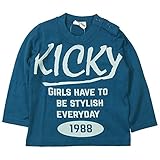 《H28年秋冬物》KICKY VILLAGE(キキイ ビレッジ) 天竺KICKY VILLAGE英字ロゴ長袖Tシャツ 90cm /ネイビー NO.KV-15402
