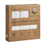 Soft Cuddle 100% Bamboo Muslin Swaddle Blankets | Burp Cloth | Nursing Cover | Changing Pad | Extra 