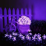 Jimeng　桃花　LEDストリングライト　イルミネーションLEDライト　ソーラーパネル ソーラー充電式　全長7ｍ　LED50灯　パープル