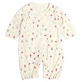 カバーオール ベビー 乳幼児 女の子 長袖 ロンパース 赤ちゃん くまさん柄 ベージュ 60～70cm
