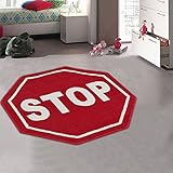 CRレッドStop Signキッズ3 x 3楽しい教育エリアラグ