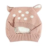 Goenn かわいい ベビーニット帽 赤ちゃん帽子 耳保護付き やわらかい 暖かい 防風・防寒・保温 男の子 女の子 子供秋冬用 (ピンク)