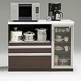 日本製 幅120cm キッチンカウンター レンジ台 完成品【開梱設置付き】 (ブラウン)