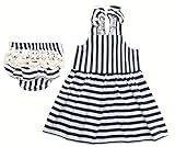 （ルノン）Lunon 子供服 女の子 綿100 花柄 レース 夏 ワンピース ブルマ 2点 セット フリル リボン エプロン ワンピ チュニック プール 水遊び パンツ ままごと エプロン (100,