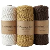MARUHADO マクラメ糸 マクラメヤーン 3mm 3色セット 合計300m 紐 マクラメロープ コットン 編み物 手芸 ハンドメイド ブラウン系