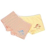Ainial　ショーツ　キッズ　ガールズ　女の子　トランクス ボクサー　子供パンツ　女児　下着　肌着　可愛い　柔らかい　ドット柄　ボーダー柄　インナー　快適　上質　2枚セット