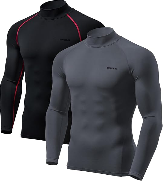 Tesla Men's Compression Wear, High Neck, Fleece Lined, Cold Protection, Lightweight, Heat Retention, Stretchable, Long Sleeve, Compression Top, Undershirt, Sports Innerwear, ColdGear, Thermal Inner - 1