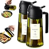 TrendPlain 470ml オイルスプレー 料理用 - 2in1 油 スプレー ボトル＆ディスペンサー 遮光・貼付けシール付き キッチンガジェット エアフライヤー サラダ バーベキュー用ー ブラック＆ピーチ