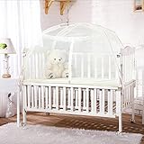 ENMNM 蚊帳 ベビー かや ベビーベッド用 ベビー蚊帳 ワンタッチ式　底付き モスキートネット テント式 ムカデ対策 蚊帳 赤ちゃん 虫よけネット インテリア (ホワイト　)