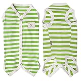 TONY HOBY 男女わけ 犬のパジャマ 薄い 夏用 犬の術後服 100％コットン生地 小型犬服 犬用Tシャツ グリーン