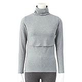 あったかインナー・産後用おしりすっぽり授乳口付タートルネック長袖 杢グレー サイズ：Ｓ