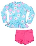 jojobabyベビー女の子子供用2 Piece Sun Protection長袖花柄UVラッシュガード水着水着upf50 + カラー: ブルー