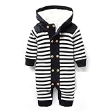 Cute Minorベビー服 女の子 新生児 長袖 カバーオール 男の子 ロンパース 冬 ベビー 着ぐるみ 赤ちゃん ベビースーツ ボーダー出産祝い 綿 (M, ネイビー)
