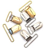 シルバー 30ミリ 日本製 サスペンダークリップ、全長34～35mm、ヒモ通し幅30mm、サスペンダー金具 H94299
