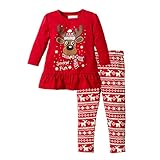 チュニック　ベビー　長袖　女の子　ロングパンツ　２点セット　トナカイ　80　90　100 (90cm)