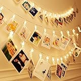 KJshop LEDストリングライト 写真クリップ イルミネーションライト 2.2m 20球 USB式 ウォームホワイト (20球、2.2メートル, USB式)