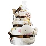 今治タオル imabari towel 出産祝い 日本製 オーガニック 最高級3段DX おむつケーキ 白銀 (goonテープタイプＭサイズ)