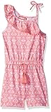 Dream Star Little Girls' Printed Jersey Assymetrical Romper Coral L/6 [並行輸入品]