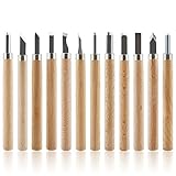 GWHOLE 彫刻刀 セット 篆刻 木工　美術 大工 DIY工具12本セット 木製柄 収納ケース付き12