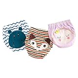 トレーニングパンツ　ベビーパンツ　中股4層　可愛いパンツ　刺繍付柄　赤ちゃん (80＃, 3pcs)
