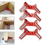 コーナー クランプ 4個 セット 90° 直角 木工定規 直角定規 直角クランプ DIY 工具 クランプ (赤 4個)