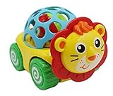 Baby Rattle and Roll Car Toy、Aimeio漫画ライオン動物おもちゃPull Back Soft Car with Rattleサウンドのクロール赤ちゃん