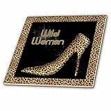 Doreen Erhardt動物印刷コレクション – チーター印刷Wildl Woman StilettoポンプとダイヤモンドBling – タイル 4-Inch ct_21804_1