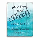 And They Lived Happily Ever After – Bride & Groom Weddingと名前日付カスタマイズ可能な壁アートプリント 16x20 CUSTFAM046WD16