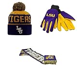 NCAA LSU Tigers SpiritスカーフBelowzeroビーニー帽子とグリップ作業グローブ3パックバンドル