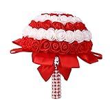 TOPmountain シミュレーション 人工的な 花嫁ブーケシルクローズパール 偽の花 ウェディングパーティー用 ガーデンホーム 写真用品の装飾