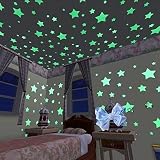 funnytoday365 100ピース/セット子供寝室美しい蛍光暗闇で光る星壁ステッカーアートステッカー3dデカール壁紙ベビーキッド部屋